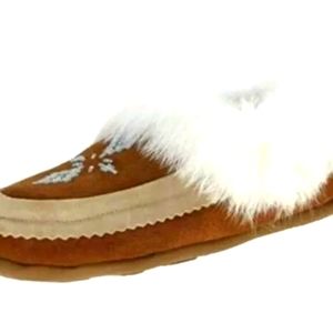 Pajar Bianca suede moccasin slippers women's 7-7.5 chestnut NWOB